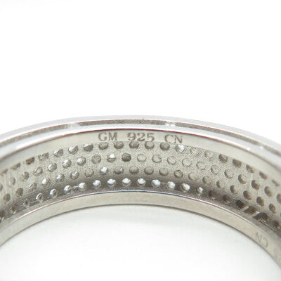 925 Sterling Silver Pave C Z All Around Eternity Band Ring Size 13.5