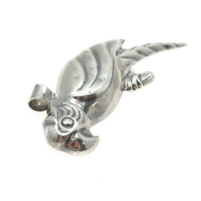 925 Sterling Silver Vintage Parrot Bird Pendant / Pin Brooch