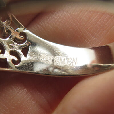 925 Sterling Silver Pave C Z Ornate Ring Size 11.5