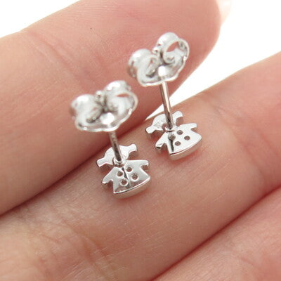 925 Sterling Silver Round-Cut C Z Baby Girl Stud Earrings
