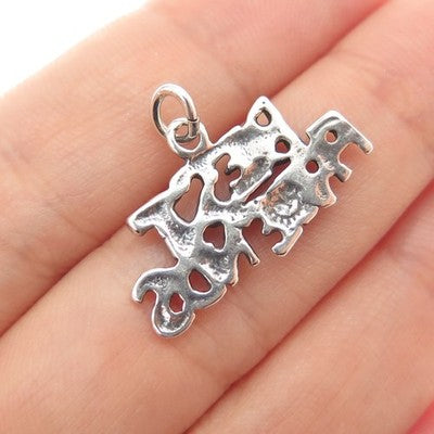 SUNDANCER 925 Sterling Silver Vintage Best Friends Oxidized Charm Pendant