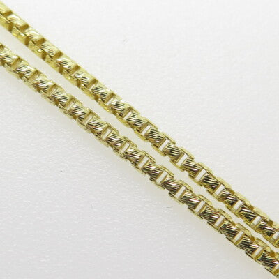 P.LUX 925 Sterling Silver Gold Plated Italy Diamond Cut Round Box Necklace 18"