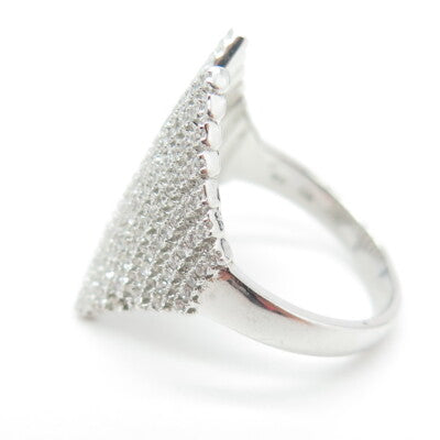 925 Sterling Silver Pave C Z Wings Ring Size 7.75