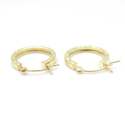 HAN 925 Sterling Silver Gold Plated Textured Hoop Earrings