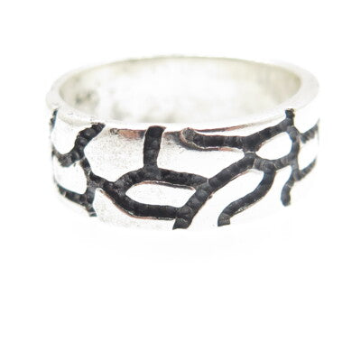925 Sterling Silver Vintage Desert Crack Band Ring Size 10