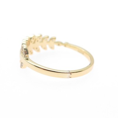 925 Sterling Silver Gold Plated Round-Cut C Z Laurel Leaf Ring Size 8.75