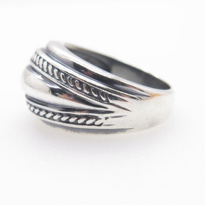 925 Sterling Silver Vintage Twisted Rope Dome Ring Size 7.5