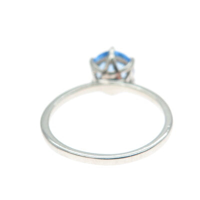 DAZZLERS 925 Sterling Silver Round-Cut Nano Tanzanite Ring Size 7