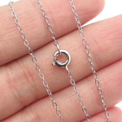 RCH-KING 925 Sterling Silver Vintage Real Pearl Rolo Chain Necklace 14"