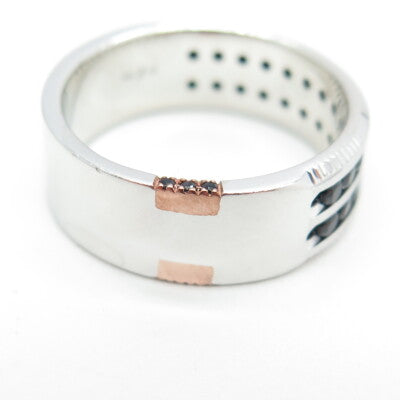 P. NINA 925 Sterling Silver 2-Tone Black C Z Ring Size 10.25