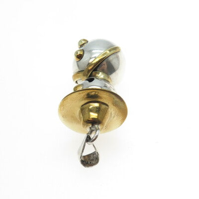 925 Sterling Silver 2-Tone Antique Art Deco Mexico Snowman Pendant