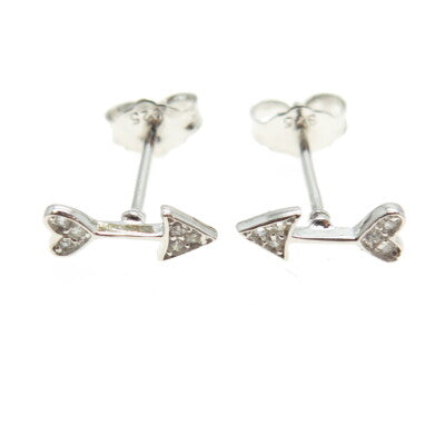 925 Sterling Silver Round-Cut C Z Cupid Arrow Stud Earrings