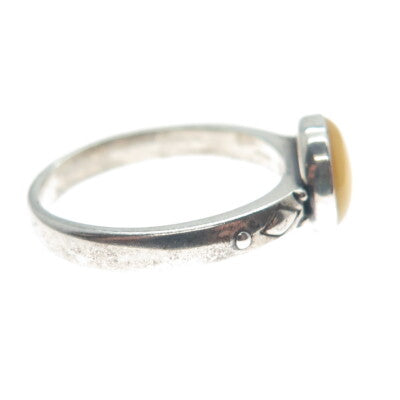 CAROLYN POLLACK 925 Sterling Silver Vintage Real MOP Oxidized Ring Size 8.25
