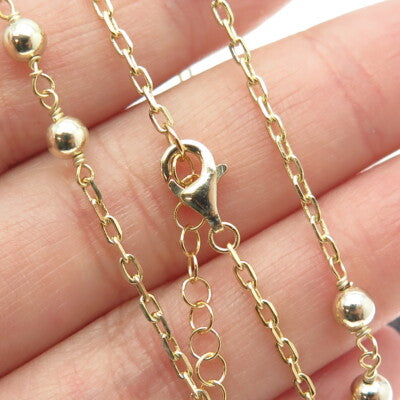 925 Sterling Silver Gold Plated Ball By The Yard Lariat Chain Necklace 20-22"