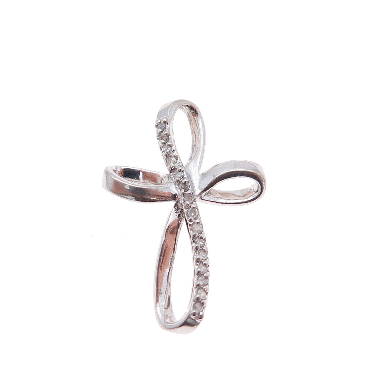 CHARLES WINSTON 925 Sterling Silver Real Diamond Infinity Cross Slide Pendant