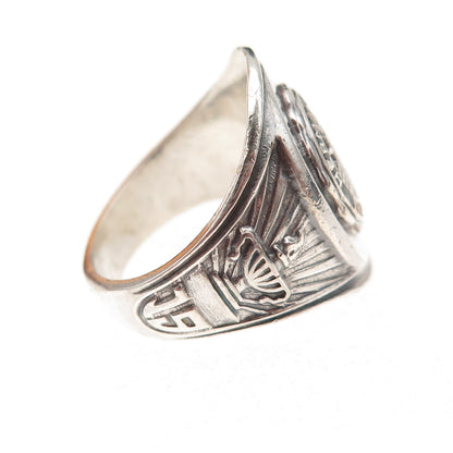 Reed & Co. Sterling Vintage 1979 Enamel Herman Ridder JH School Ring Size 8.75