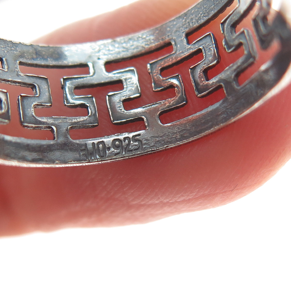 ELIO 925 Sterling Silver Vintage Greek Maze Oxidized Band Ring Size 7.75