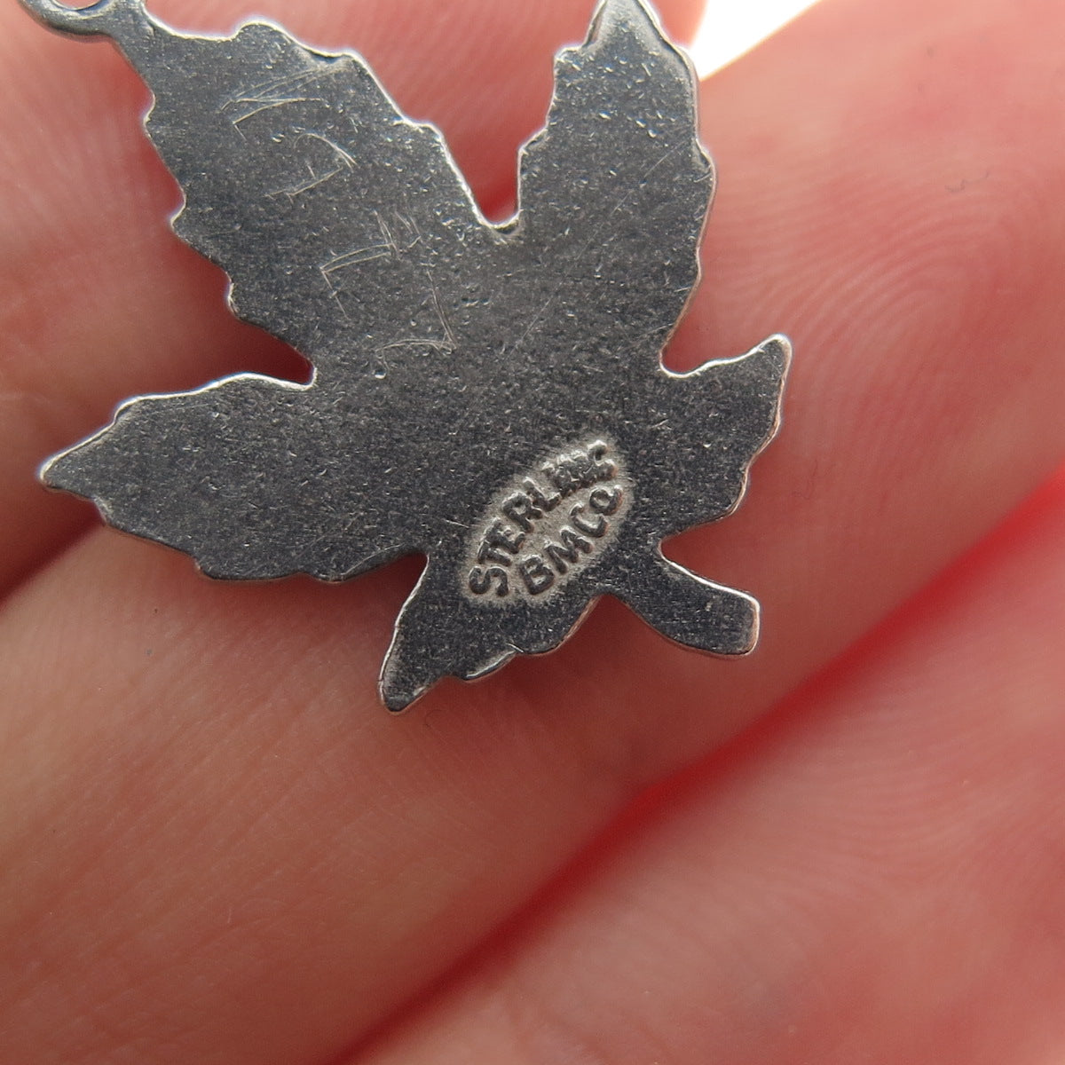 BREADNER CO. 925 Sterling Antique Enamel Montreal Maple Leaf Minimalist Pendant