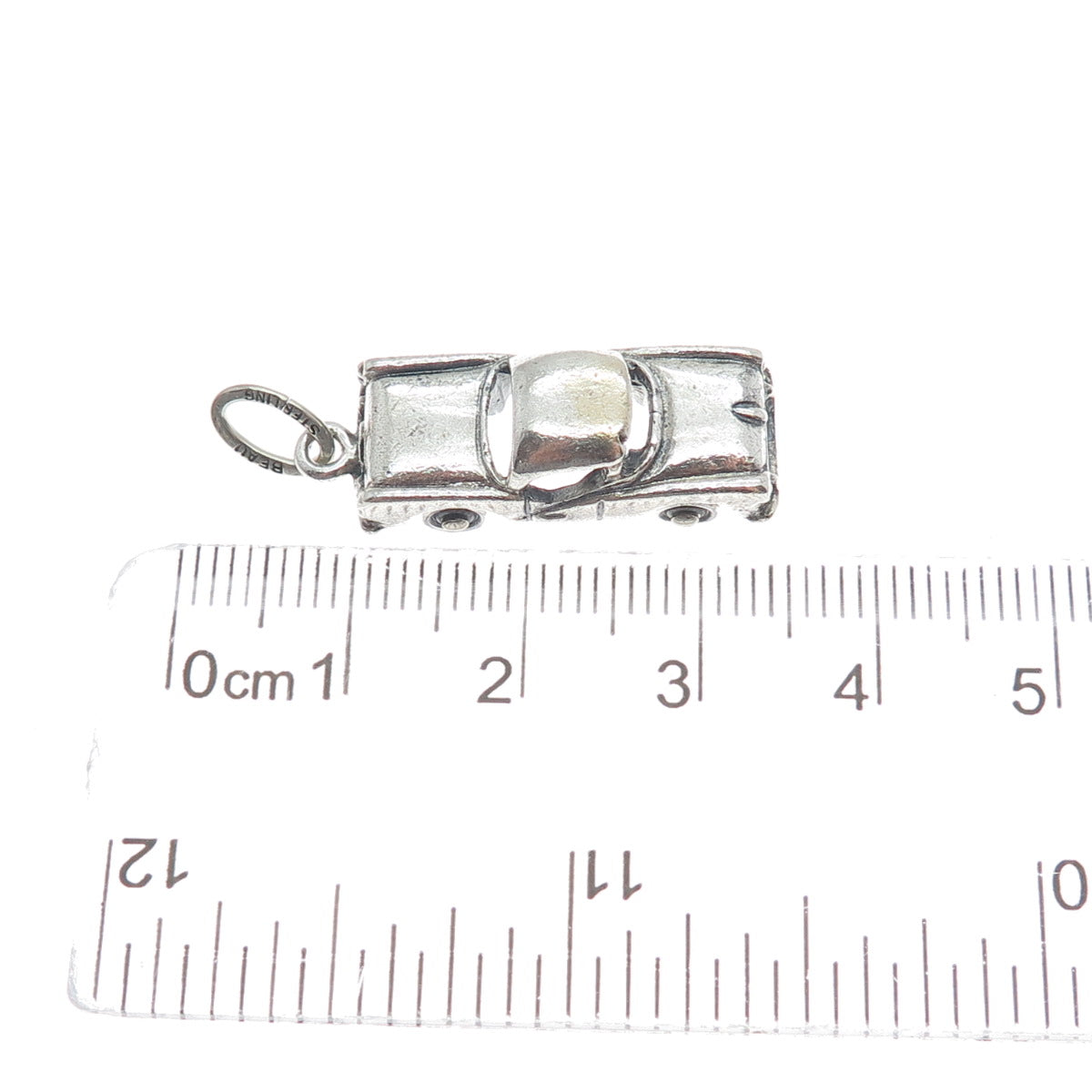 BEAU 925 Sterling Silver Vintage Retro Car Oxidized 3D Charm Pendant