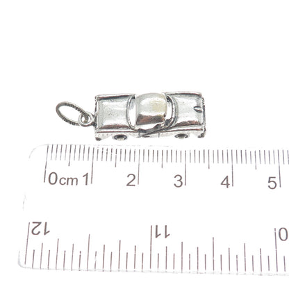 BEAU 925 Sterling Silver Vintage Retro Car Oxidized 3D Charm Pendant