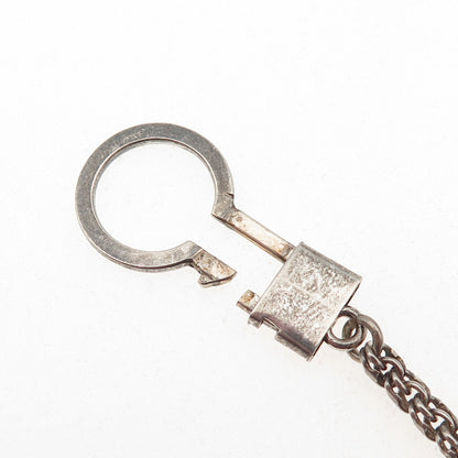 925 Sterling Silver Vintage Enamel Mexico Sombrero Hat Key Fob Chain