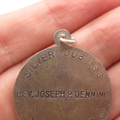 925 Sterling Silver Vintage Rev. Joseph P. Denning 1957 Round Jubilee Pendant