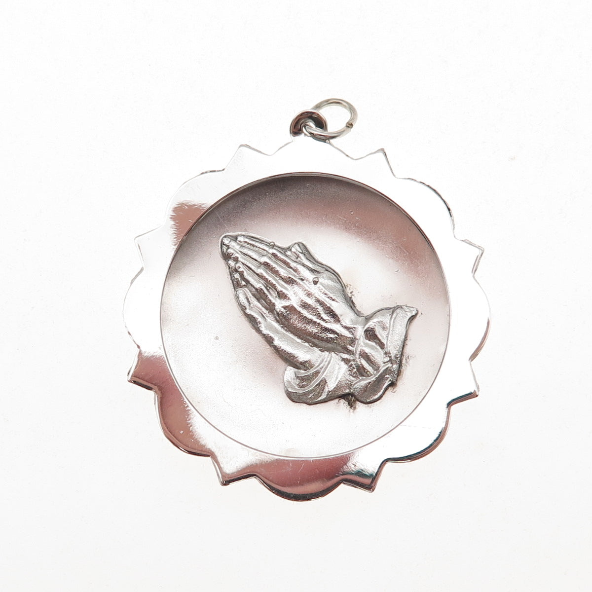 925 Sterling Silver Vintage Prayer Hands Religious Charm Pendant