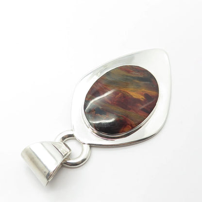 Jay King Desert Rose Sterling Silver Vintage Real Tiger Eye Modernist Pendant