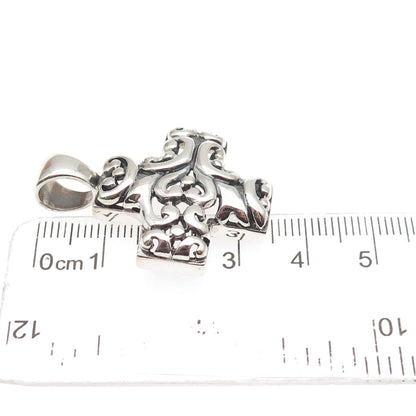 ATI Annika Witt 925 Sterling Silver Vintage Heart Ornate Cross Charm Pendant