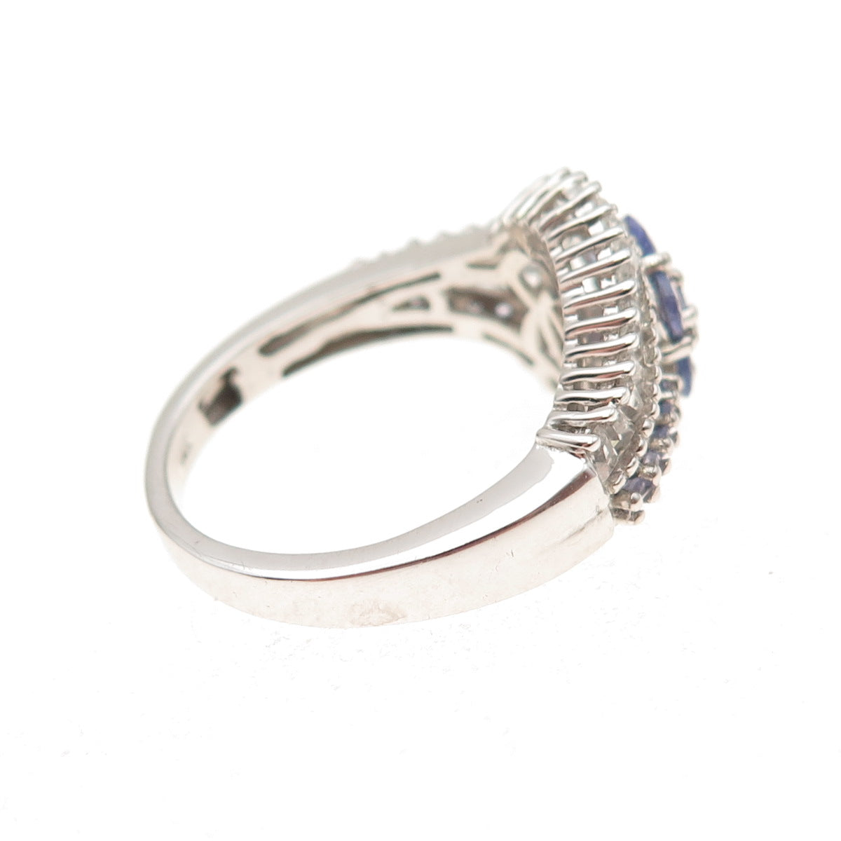 Chuck Clemency 925 Sterling Silver Real Tanzanite & White Topaz Ring Size 8.25