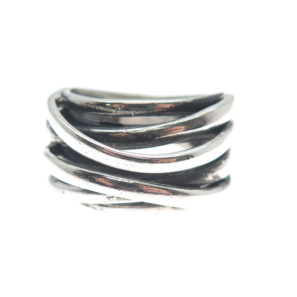 CHAPAL ZENRAY 925 Sterling Silver Vintage Interlocked Oxidized Ring Size 6