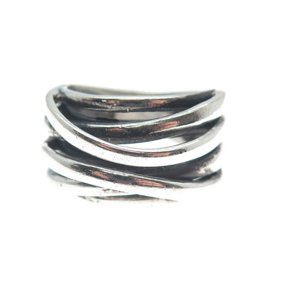 CHAPAL ZENRAY 925 Sterling Silver Vintage Interlocked Oxidized Ring Size 6