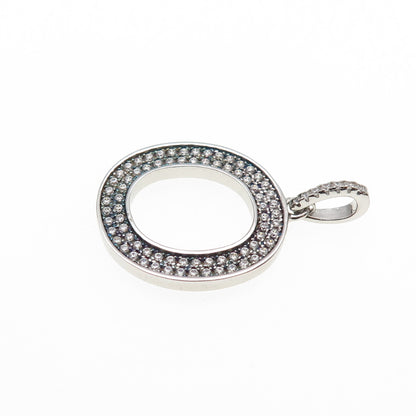 925 Sterling Silver Round-Cut C Z Letter O Initial Charm Pendant