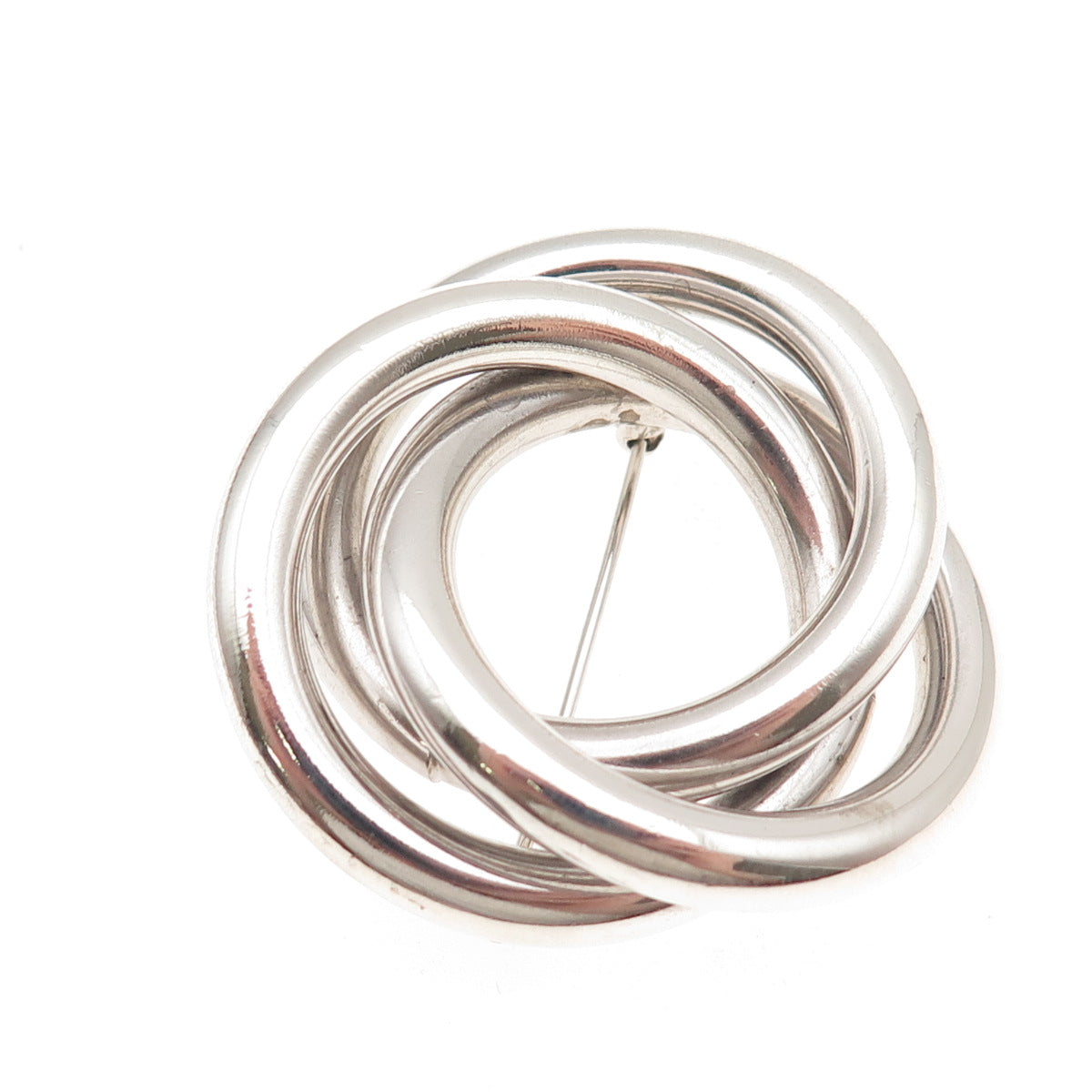 Harry S Bick 925 Sterling Silver Vintage Interlocked Trinity Circle Pin Brooch