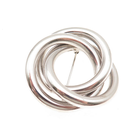 Harry S Bick 925 Sterling Silver Vintage Interlocked Trinity Circle Pin Brooch