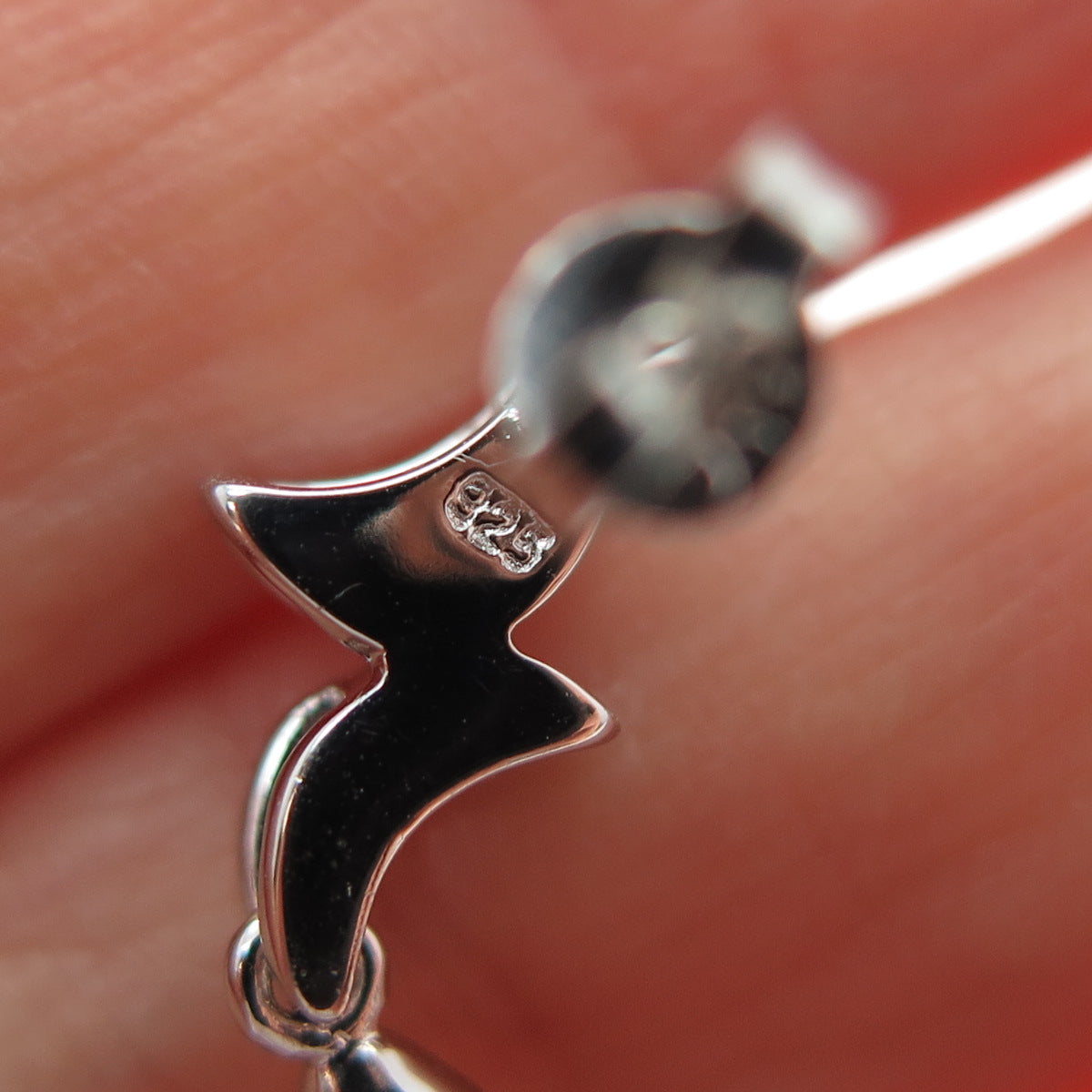 925 Sterling Silver Real Pearl & Round-Cut C Z Crescent Dangle Earrings