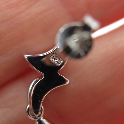 925 Sterling Silver Real Pearl & Round-Cut C Z Crescent Dangle Earrings