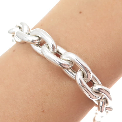 925 Sterling Silver Vintage Italy Cable Link Bracelet 6.75"