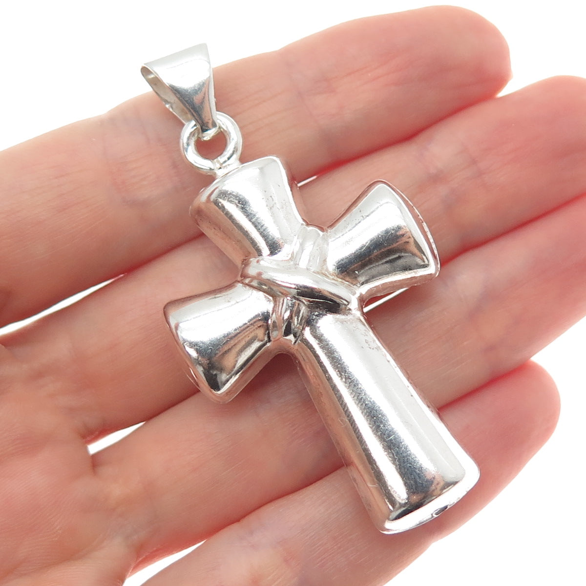 925 Sterling Silver Vintage Italy Cross Religious 3D Charm Pendant