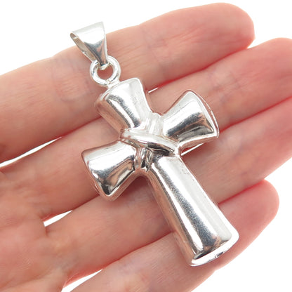 925 Sterling Silver Vintage Italy Cross Religious 3D Charm Pendant