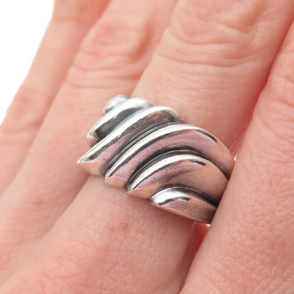 CHAPAL ZENRAY 925 Sterling Silver Vintage Modernist Oxidized Ring Size 9