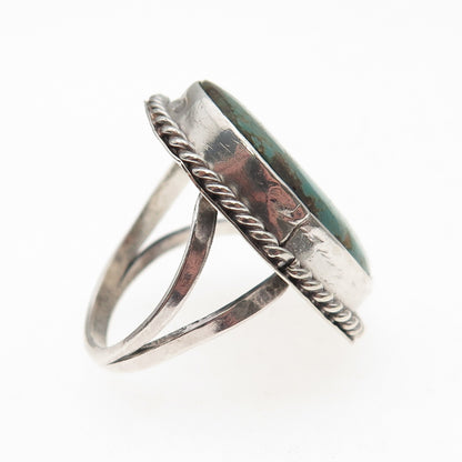 Old Pawn Sterling Silver Vintage Southwestern Turquoise Tribal Ring Size 6.25