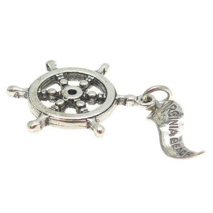 PACIFIC JEWELRY 925 Sterling Silver Vintage Steering Wheely 3D Pendant