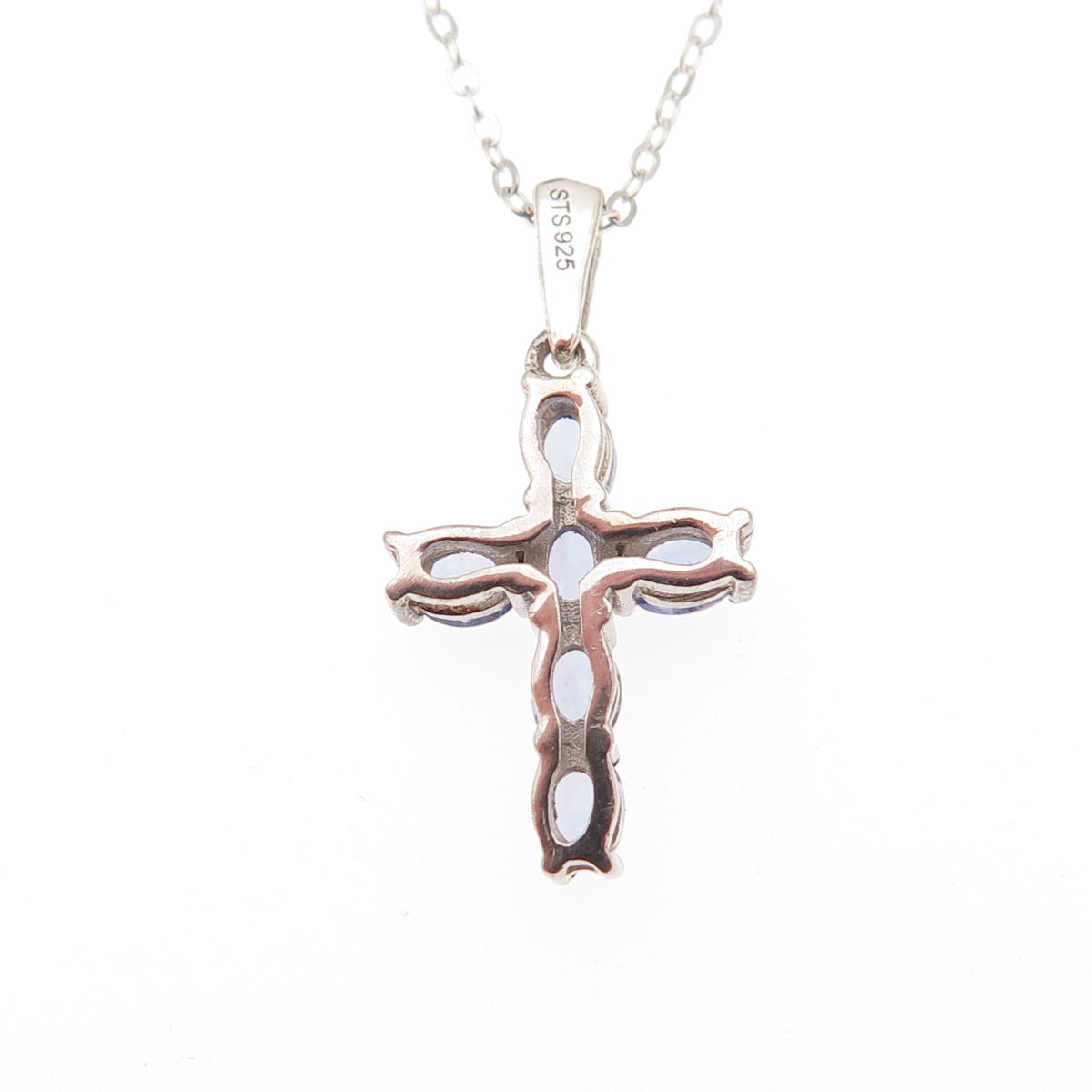 Chuck Clemency 925 Sterling Silver Real Tanzanite Cross Cable Chain Necklace 20"
