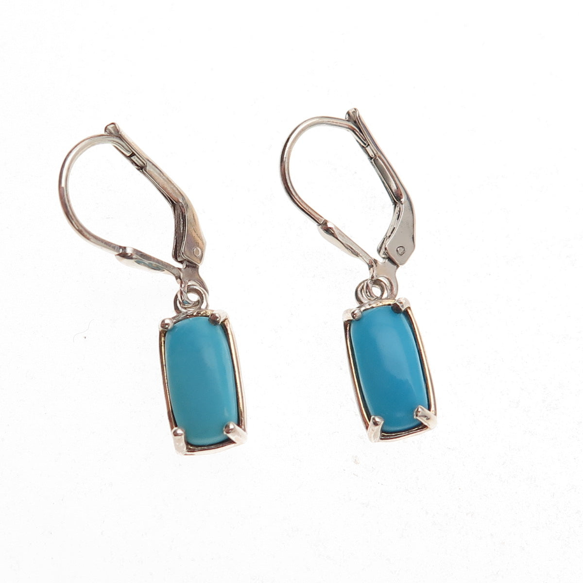 D'Joy 925 Sterling Silver Real Sleeping Beauty Turquoise Dangle Earrings