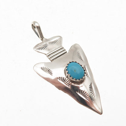 Kay Johnson Anglo Old Pawn 925 Sterling Vintage Turquoise Arrow Charm Pendant