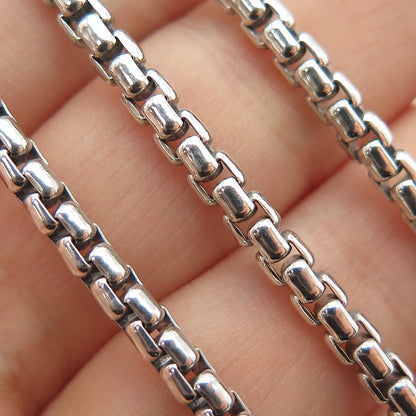 925 Sterling Silver Vintage Italy Round Box Chain Necklace 24"