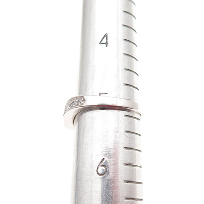 925 Sterling Silver Round-Cut C Z Half Eternity Wavy Band Ring Size 5.25