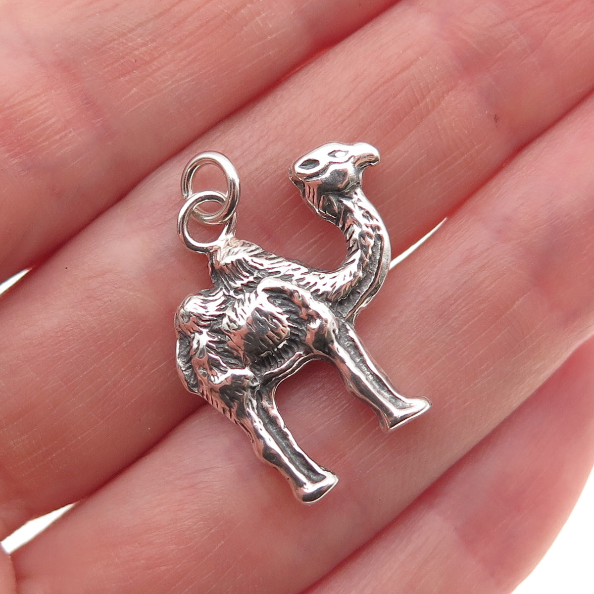 925 Sterling Silver Vintage Camel Oxidized Mini Charm Pendant