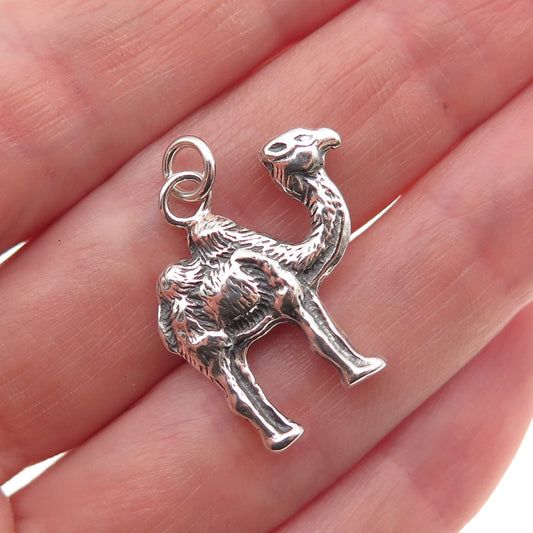 925 Sterling Silver Vintage Camel Oxidized Mini Charm Pendant